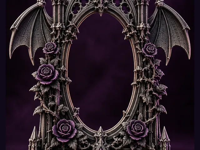Gothic Rose & Bat Wing Frame - Gothic & Dark Fantasy Collection