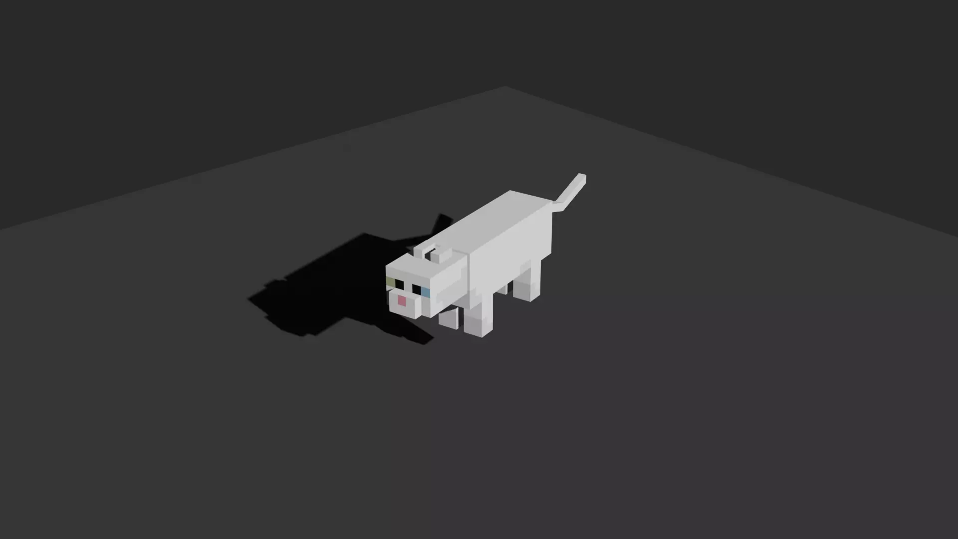 Stylized White Cat 3D Model - Minecraft Inspired