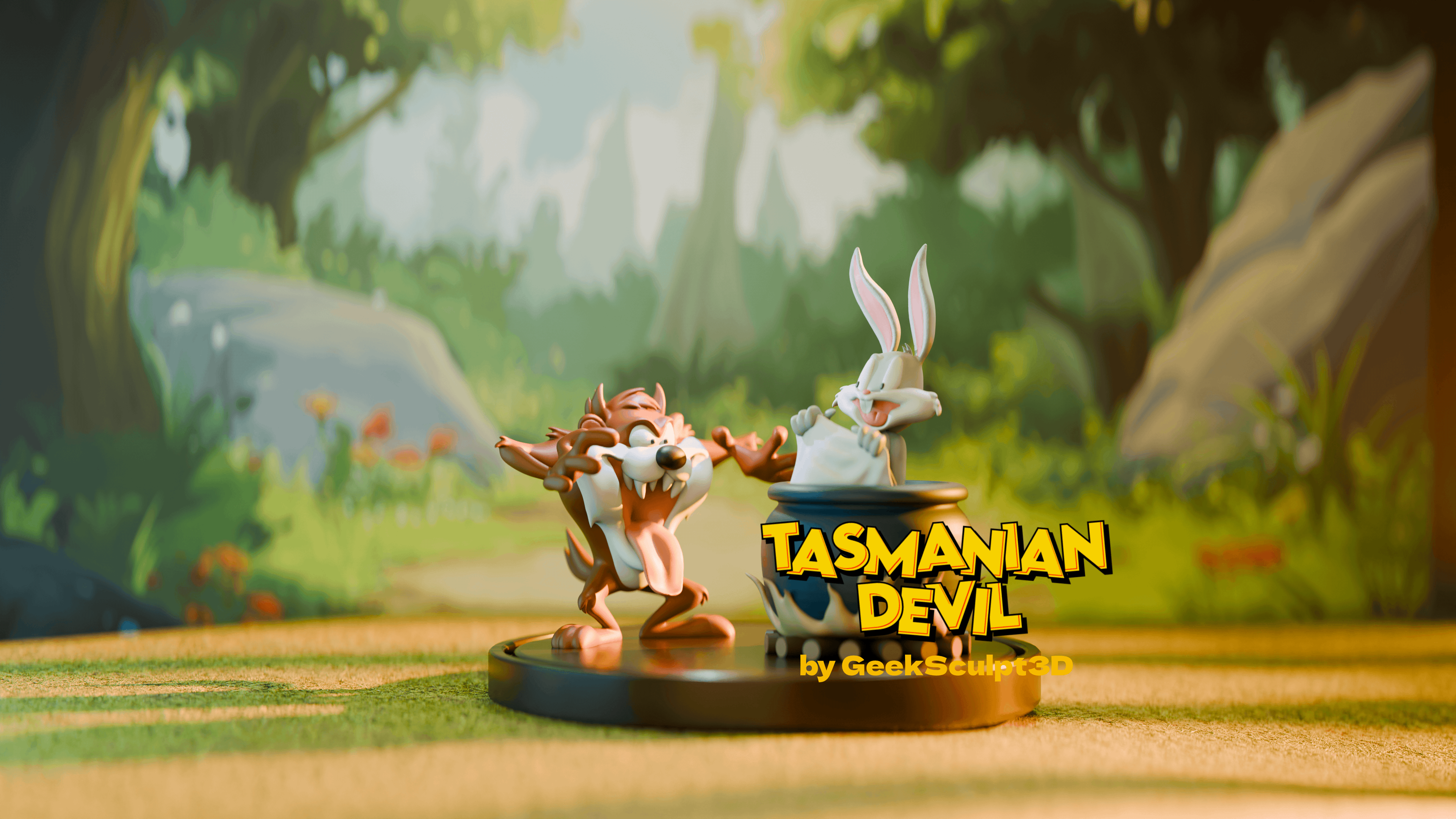 Taz & Bugs Bunny Sculpture