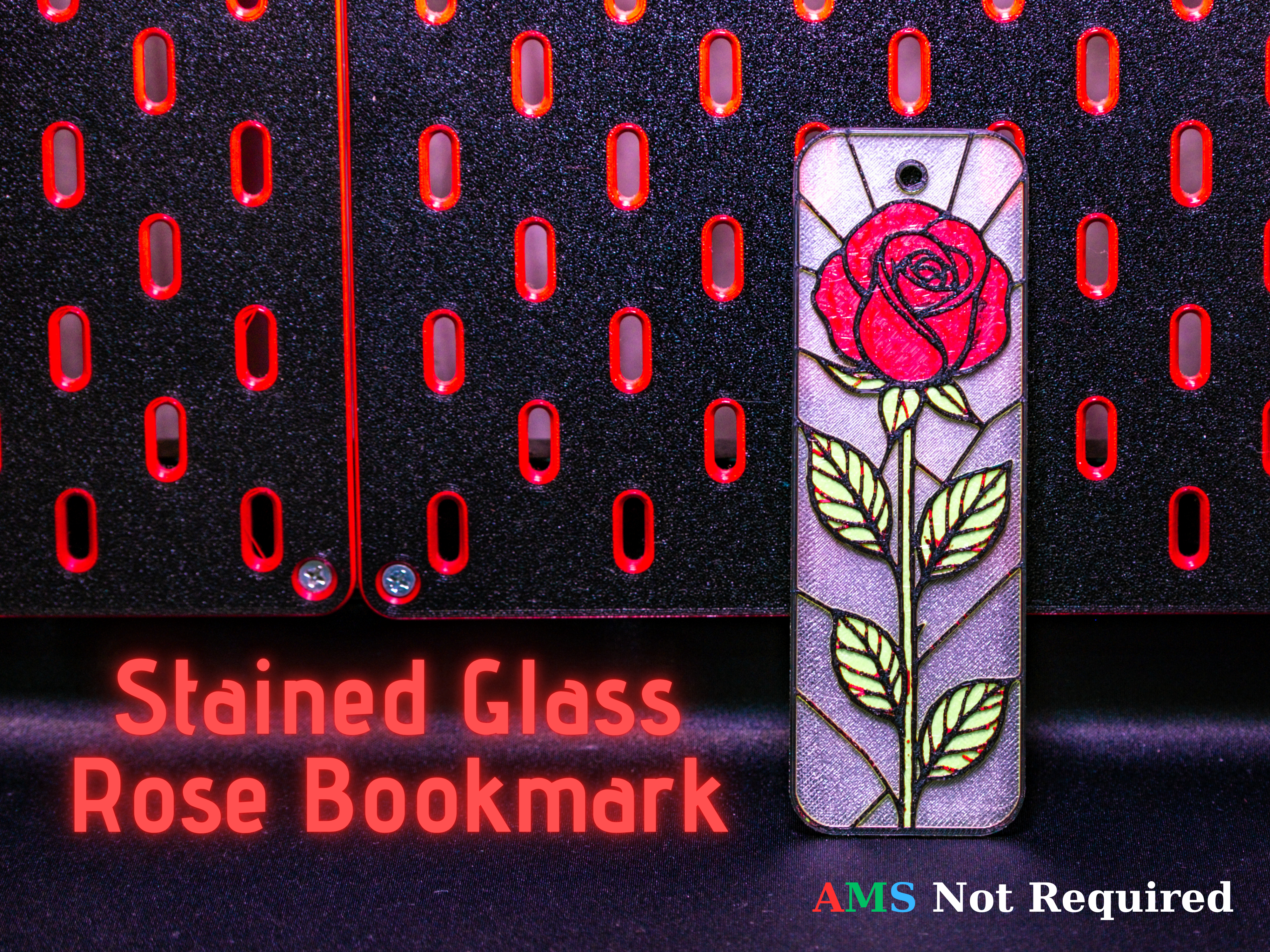 Stained Glass Rose - Hueforge Bookmark