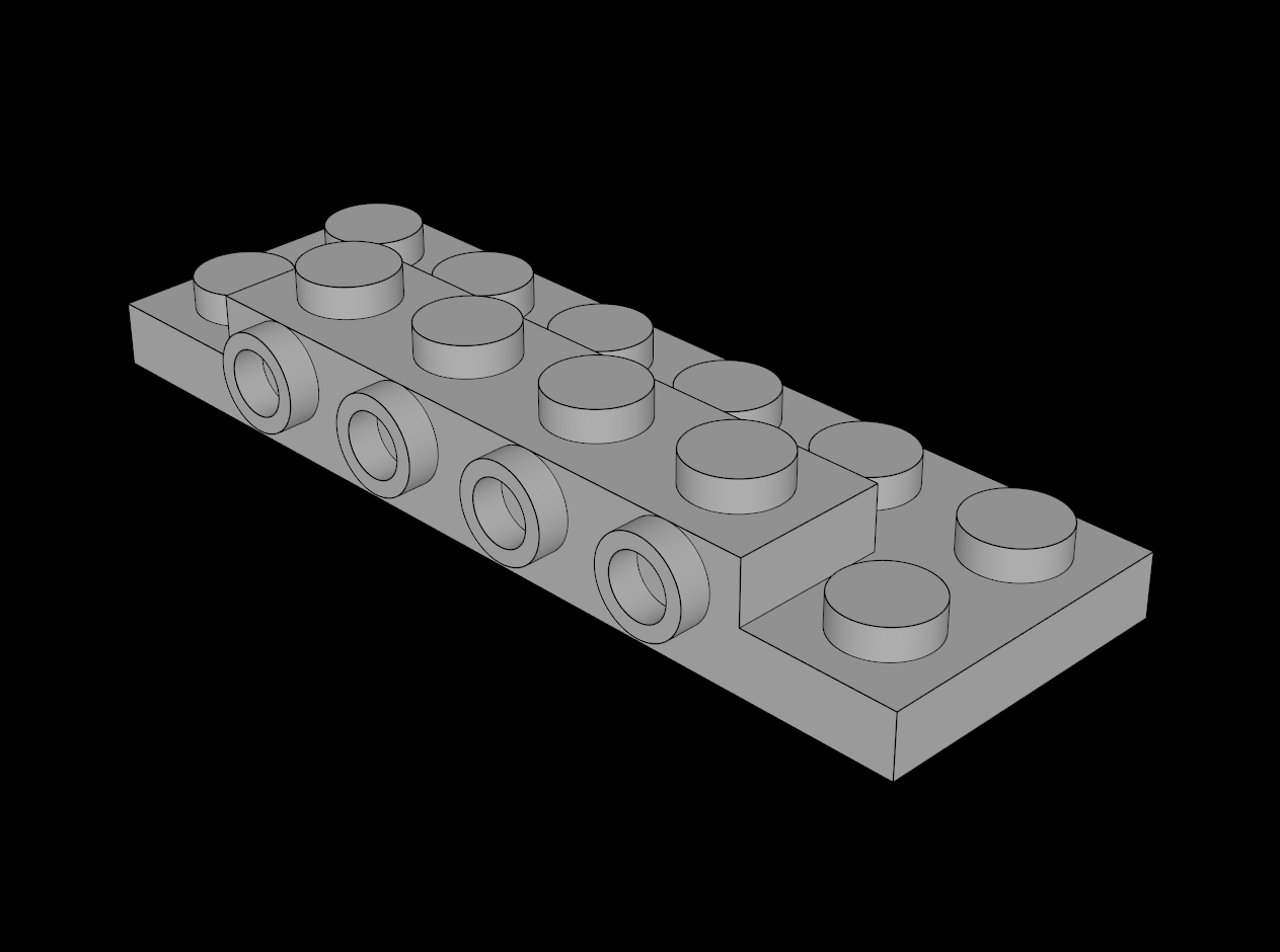 Lego Compatible (87609.dat) Plate  2 x  6 x  0.667 with Four Studs On Side and Four Raised