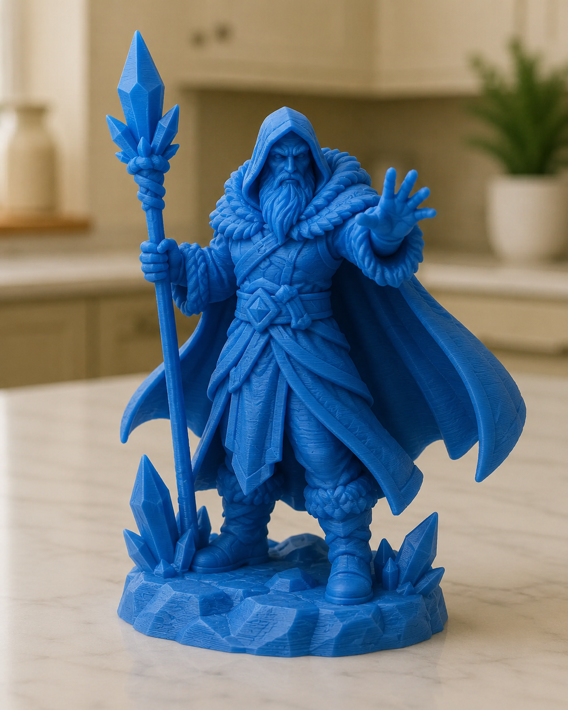Blue Battle Mage with Crystal Staff
