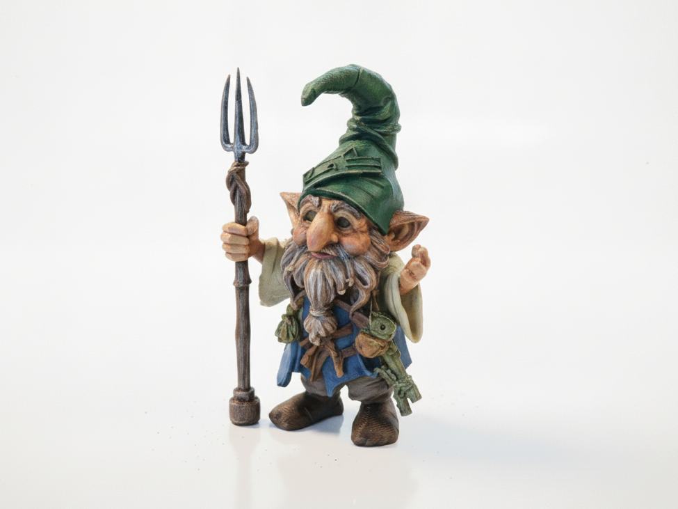 Gnome with Scepter Fantasy Figurine 3D Printable