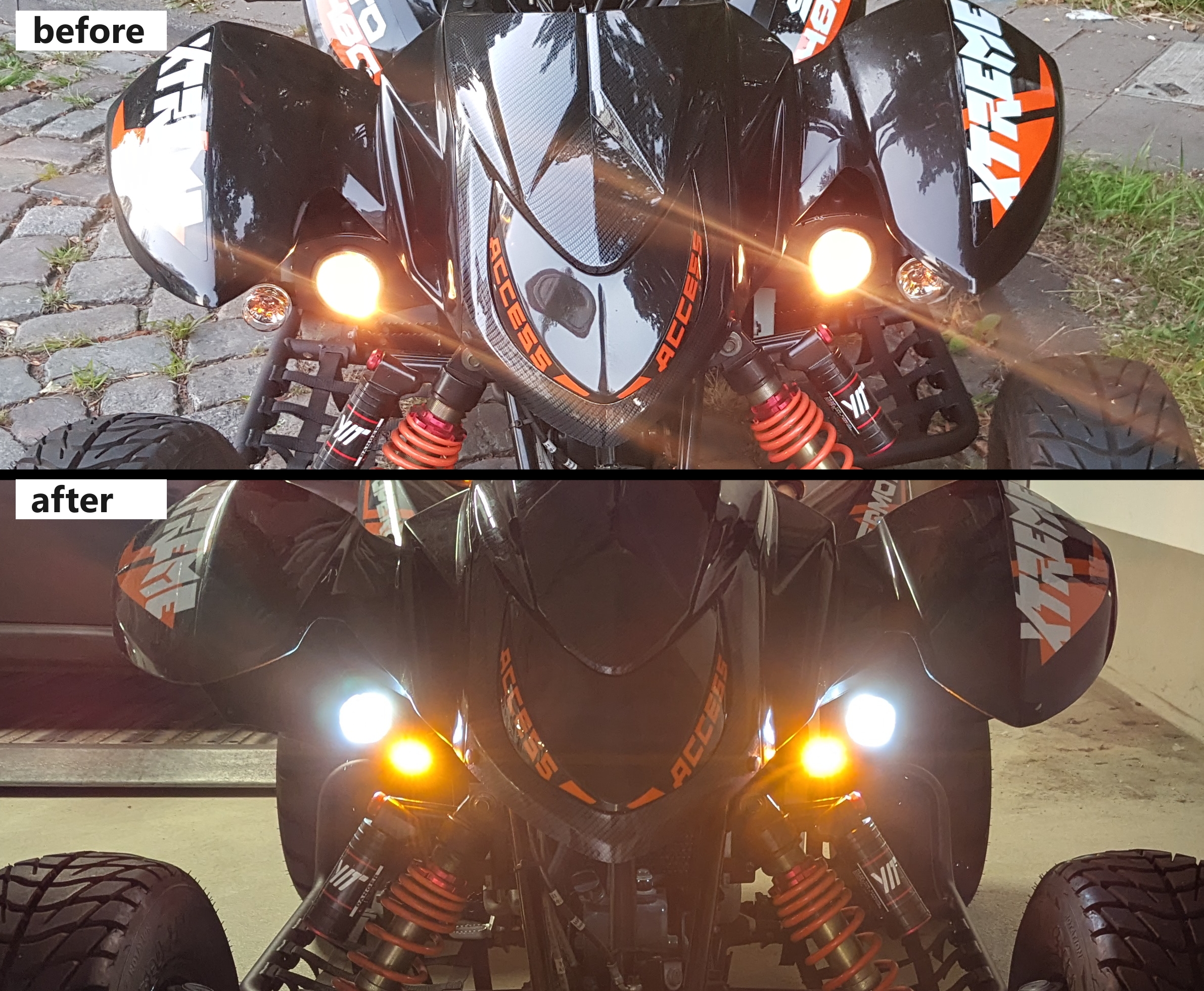 Headllight and turn indicator mount for Access (480 Xtreme) Quads