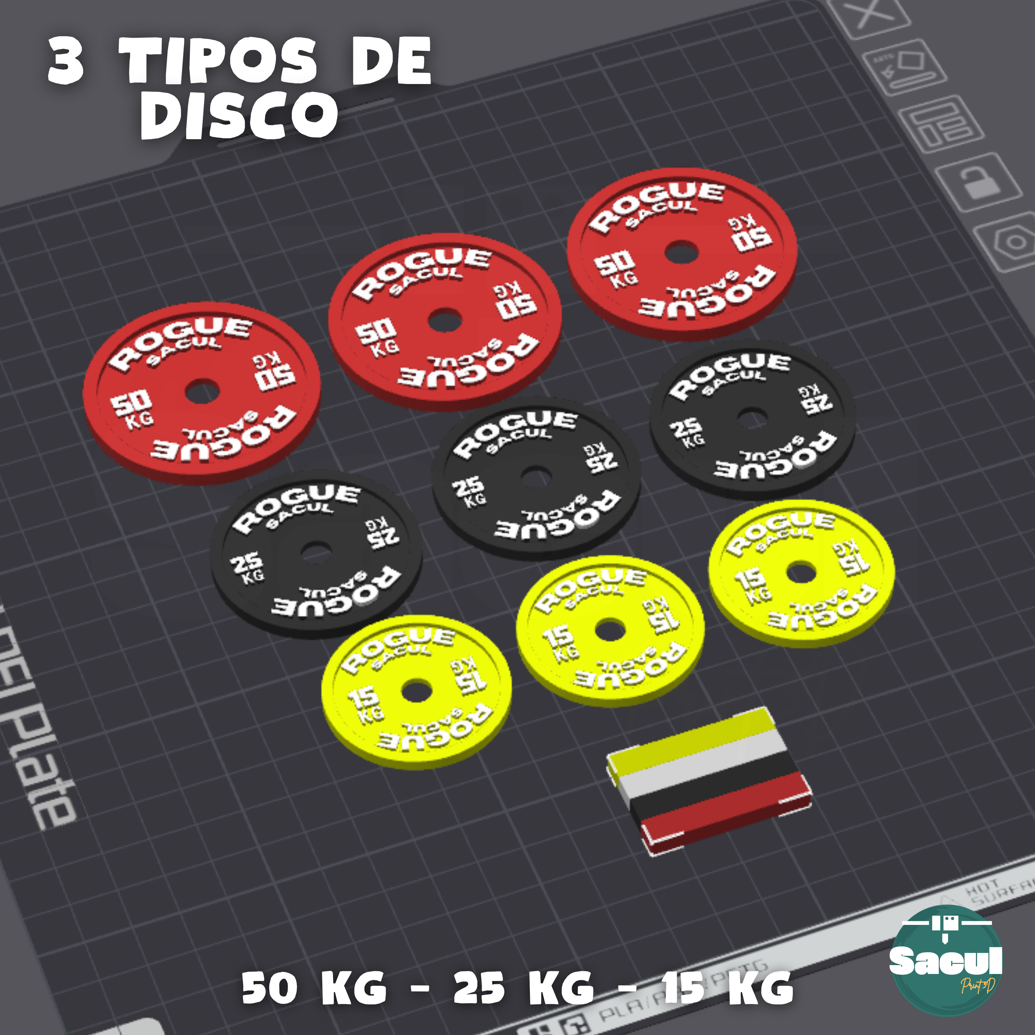 Miniatura 5 do modelo 3D Flat Press Bench + Discs