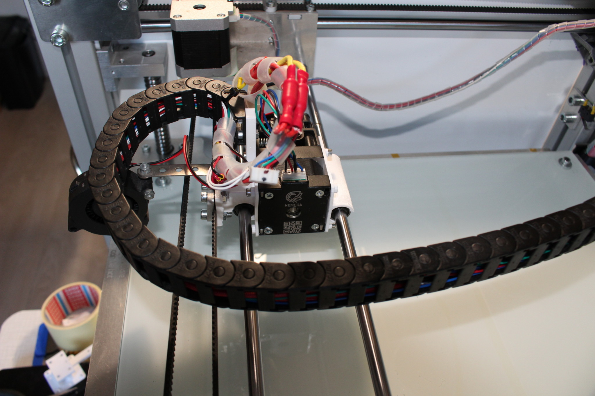 X carriage for E3D Hemera on LeapFrog Creatr (Or other 60 mm rod distance 8 mm rod printer)