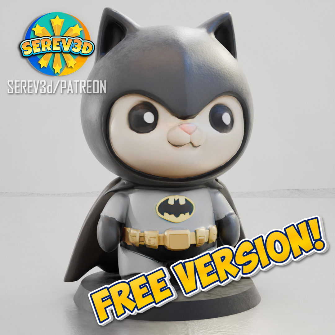 Bat Cat - Cosplay Superhero Cat Figurine - 3D Print STL/3MF - Serev3d free version