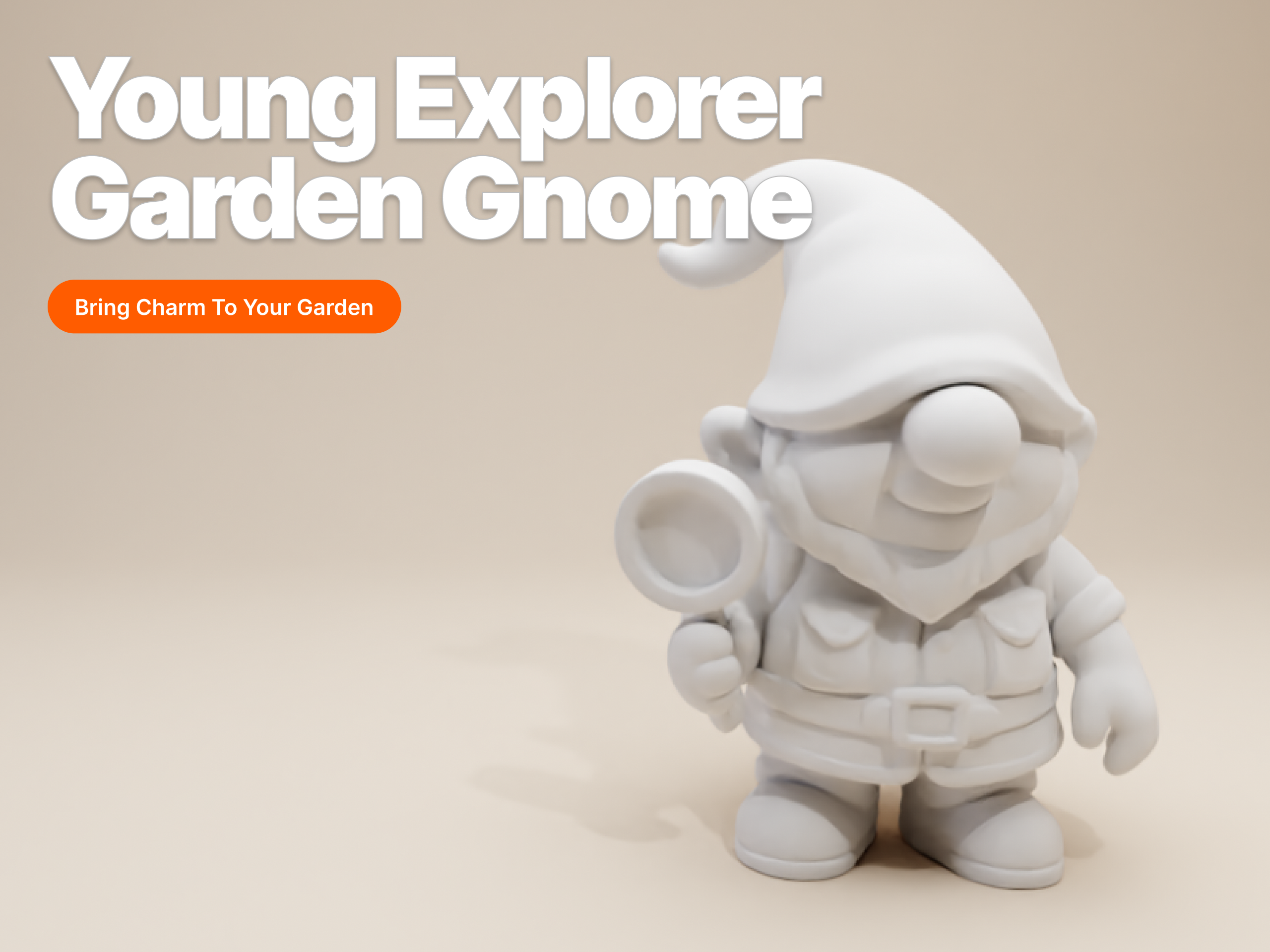 Young Explorer Garden Gnome – Boy Figurine (Whimsical Clay Style)