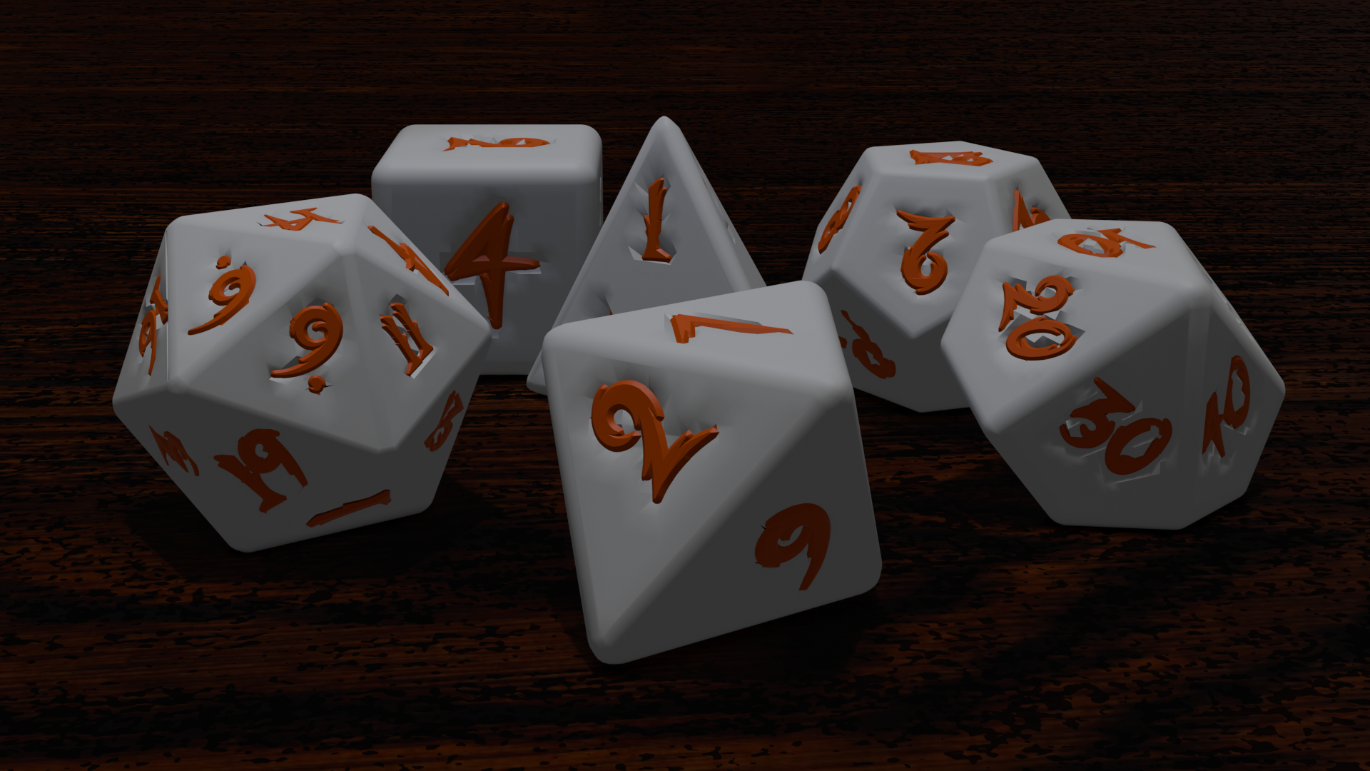 DnD dices (D4, D6, D8, D10, D12, D20)