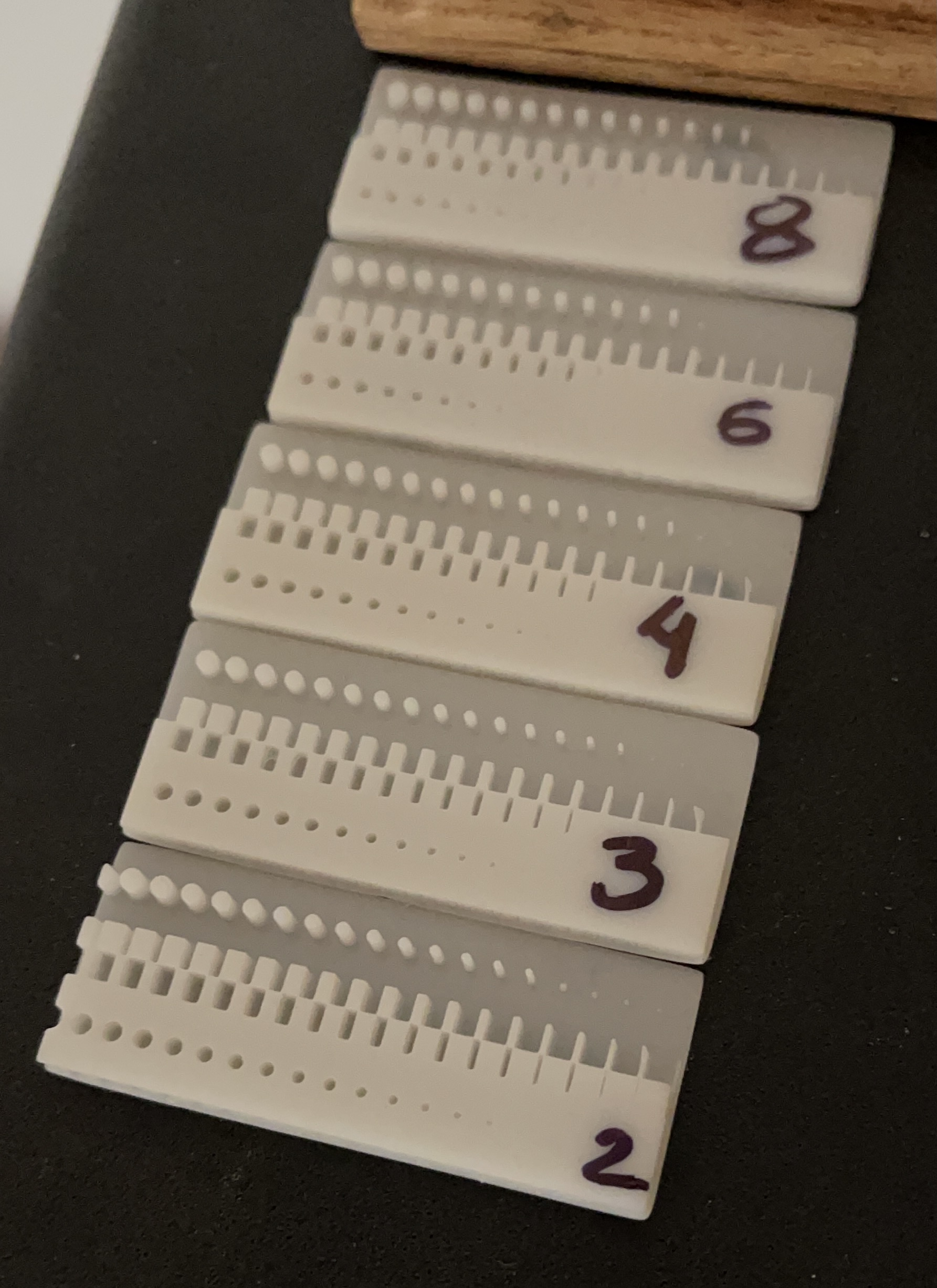 Calibration test for resin printers