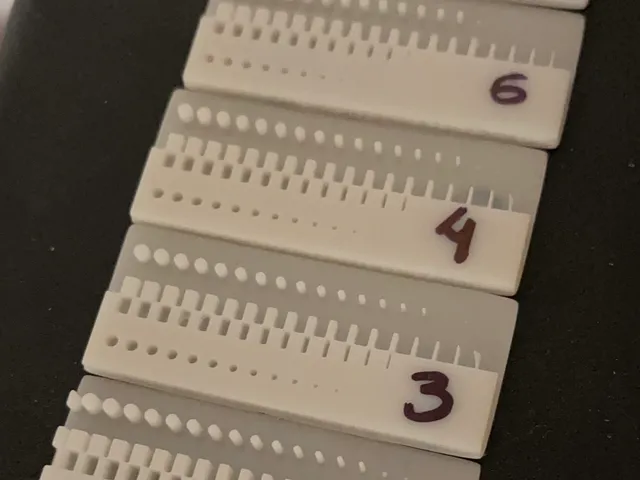 Calibration test for resin printers