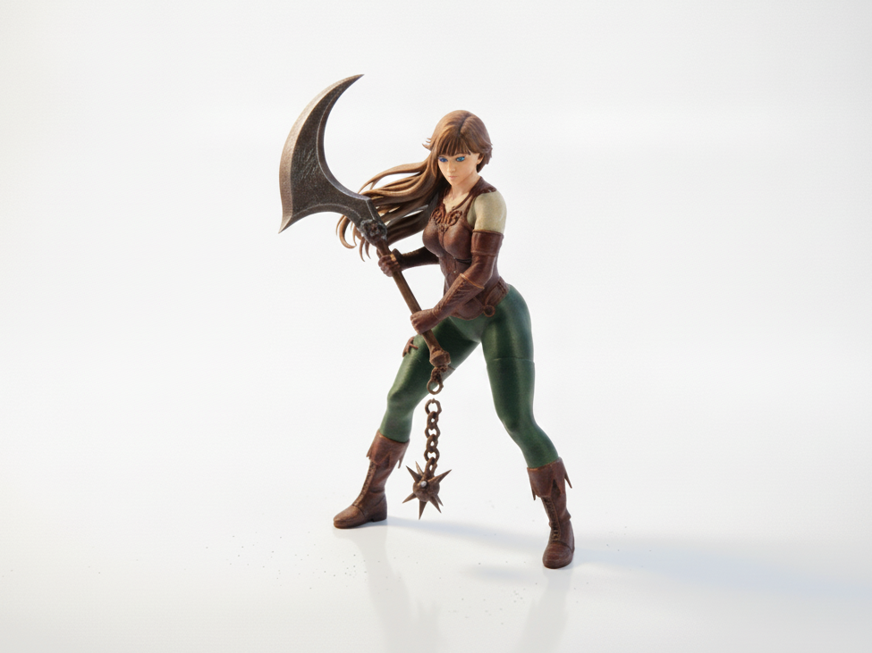 Lady With Scythe Warrior Figurine 3D Printable