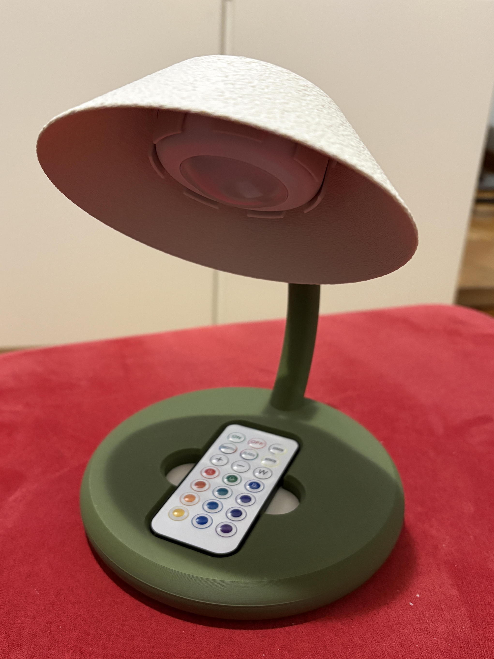 Small table lamp with lampshade and remote control