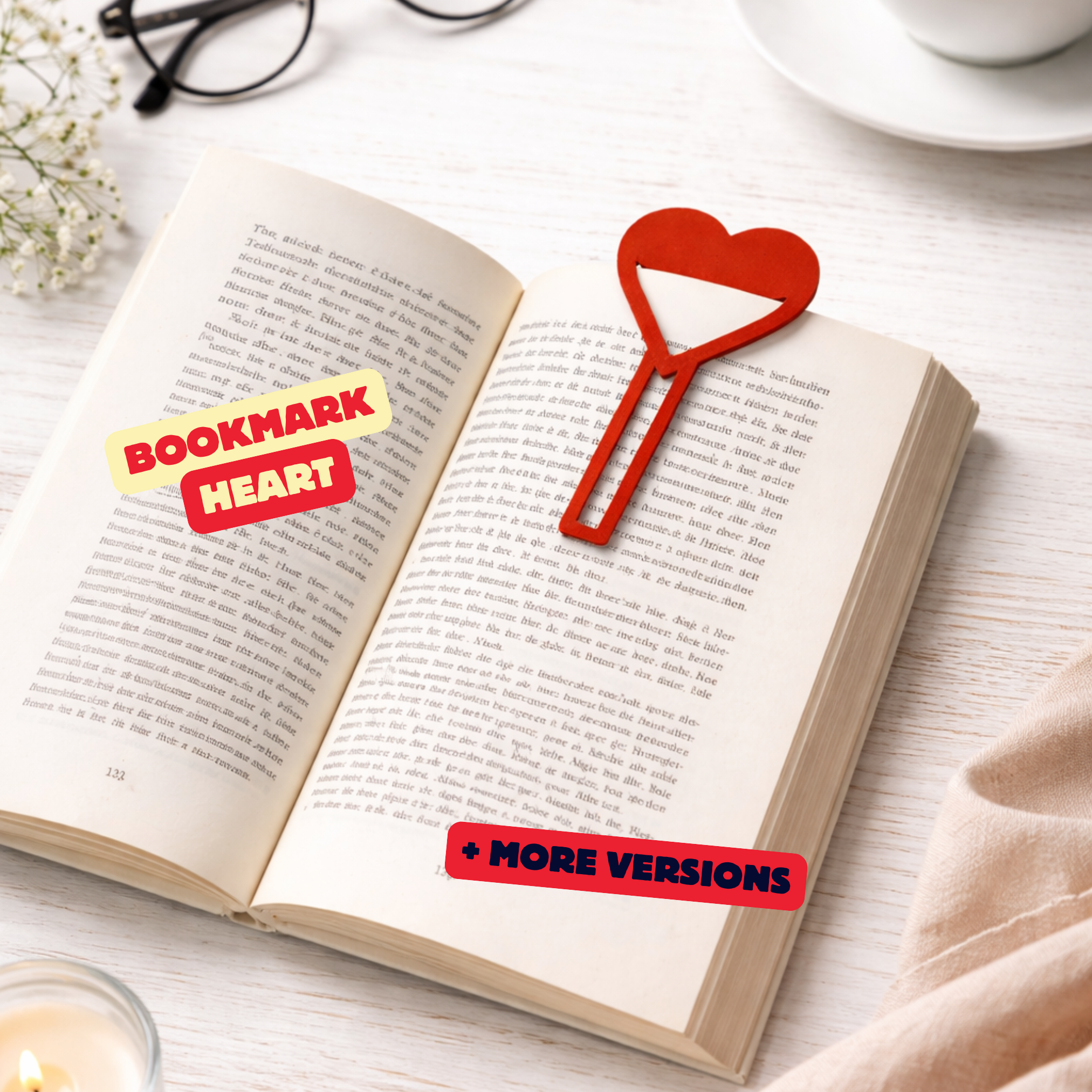 HEART BOOKMARKS COLLECTION (THREE VERSIONS) + CUSTOMITION / FAST PRINTING GIFT / VALENTINES