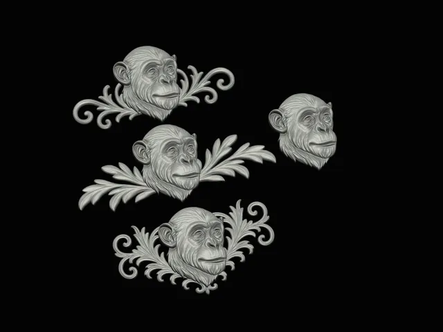 relief set monkey animal symbol model