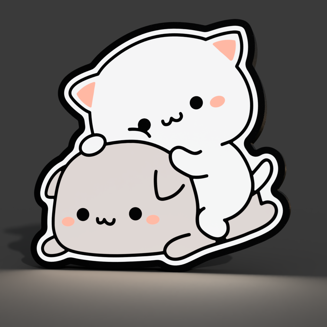 Cat Couple Lightbox LED Lamp