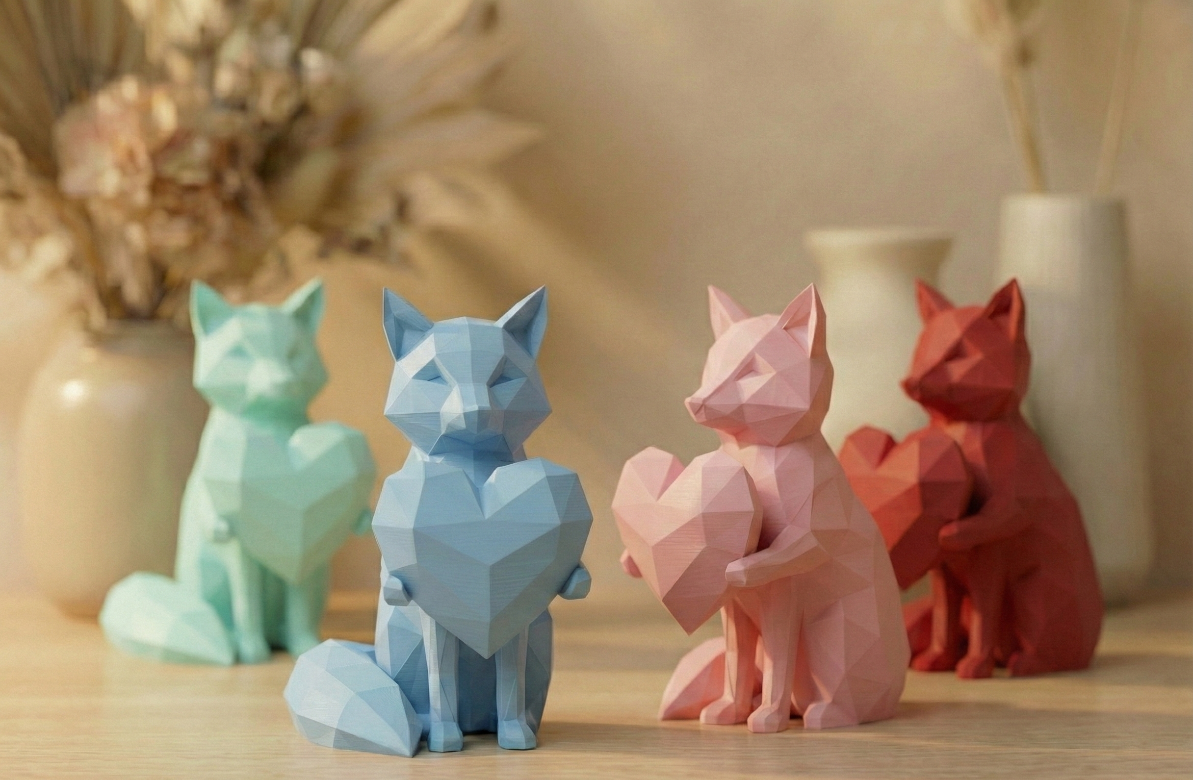 Cute Heart Fox - Japandi Valentine Decor
