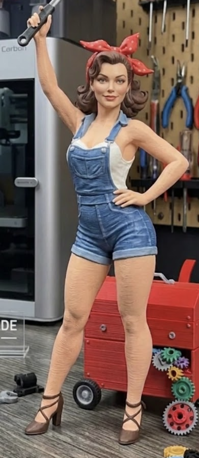 60S RETRO GARAGE WOMAN diorama