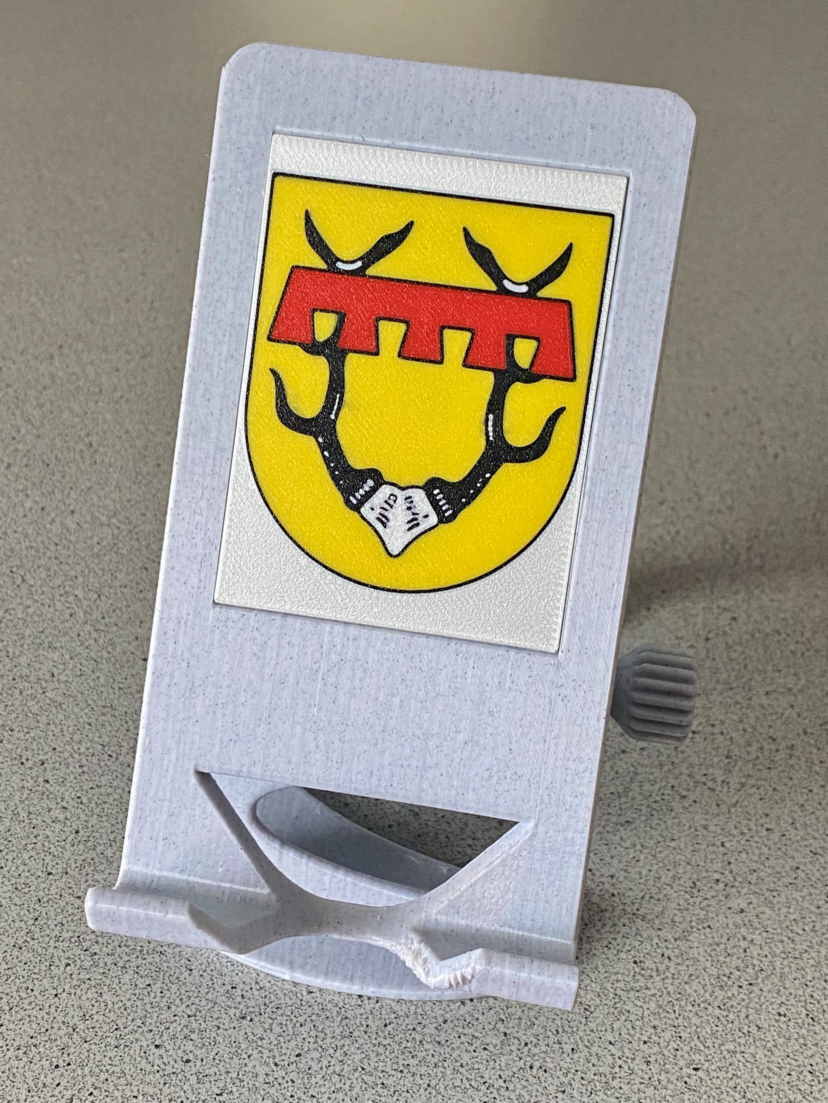 Multi-color Cover Plate for revised Phone Holder (here: Crest of Feusdorf)