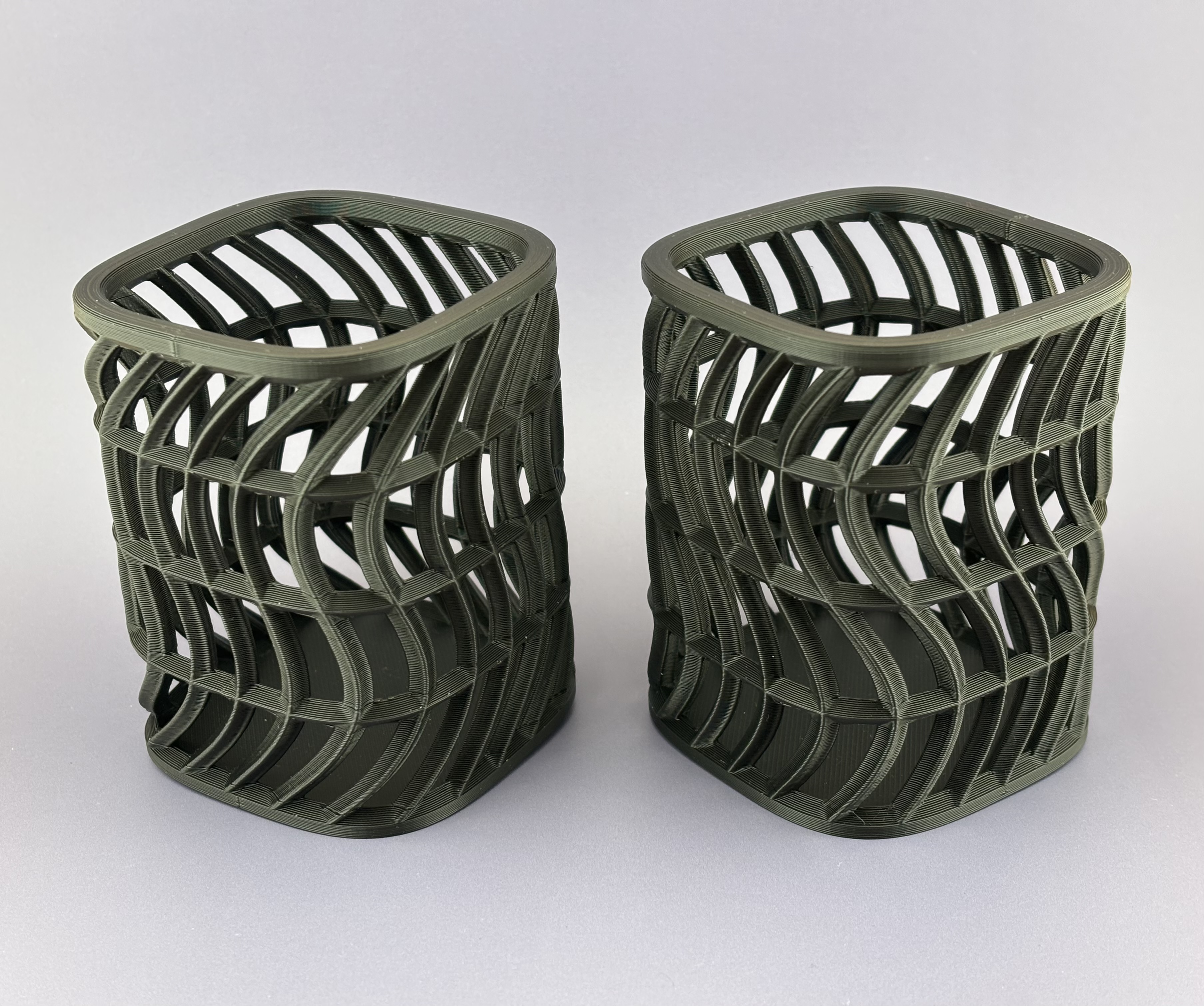 Wavy Grid Squircle Open Frame Strong Pen Holder - Rhythmic home & office decor