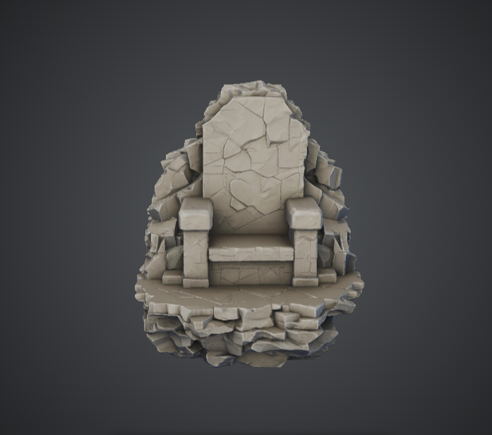 Ruined Stone Throne – Cracked Fantasy Seat Terrain