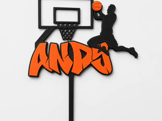 Andy's basketball-themed cake topper