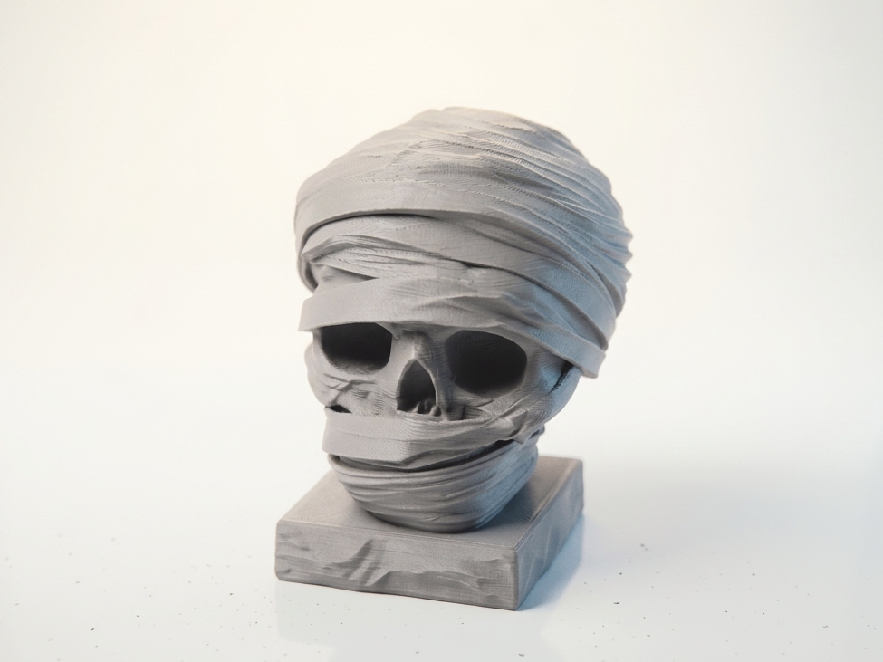 Mummy Skull Wrapped Halloween Sculpture 3D Printable