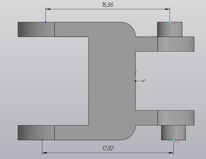 a chain link with holes offset closer to the center at the top