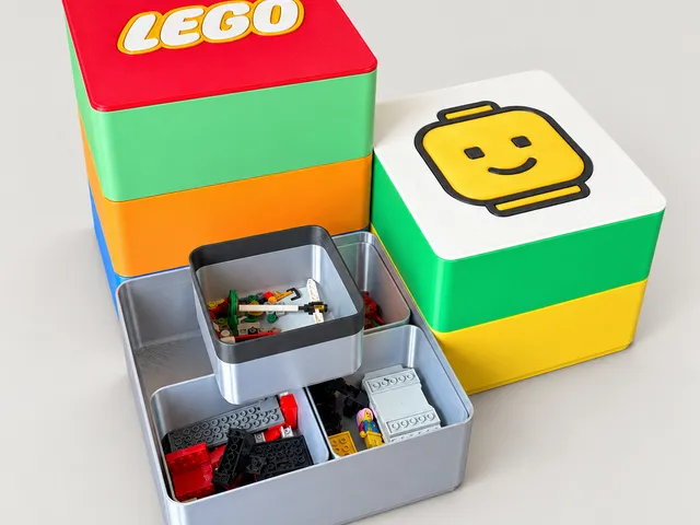 Stackable LEGO Storage Bins for Kids – 250 mm Bins, Small Inserts and Decorated Lids