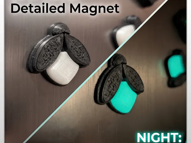Glow-in-the-Dark Firefly Fridge Magnet (Press-Fit, 3x2mm Magnets)