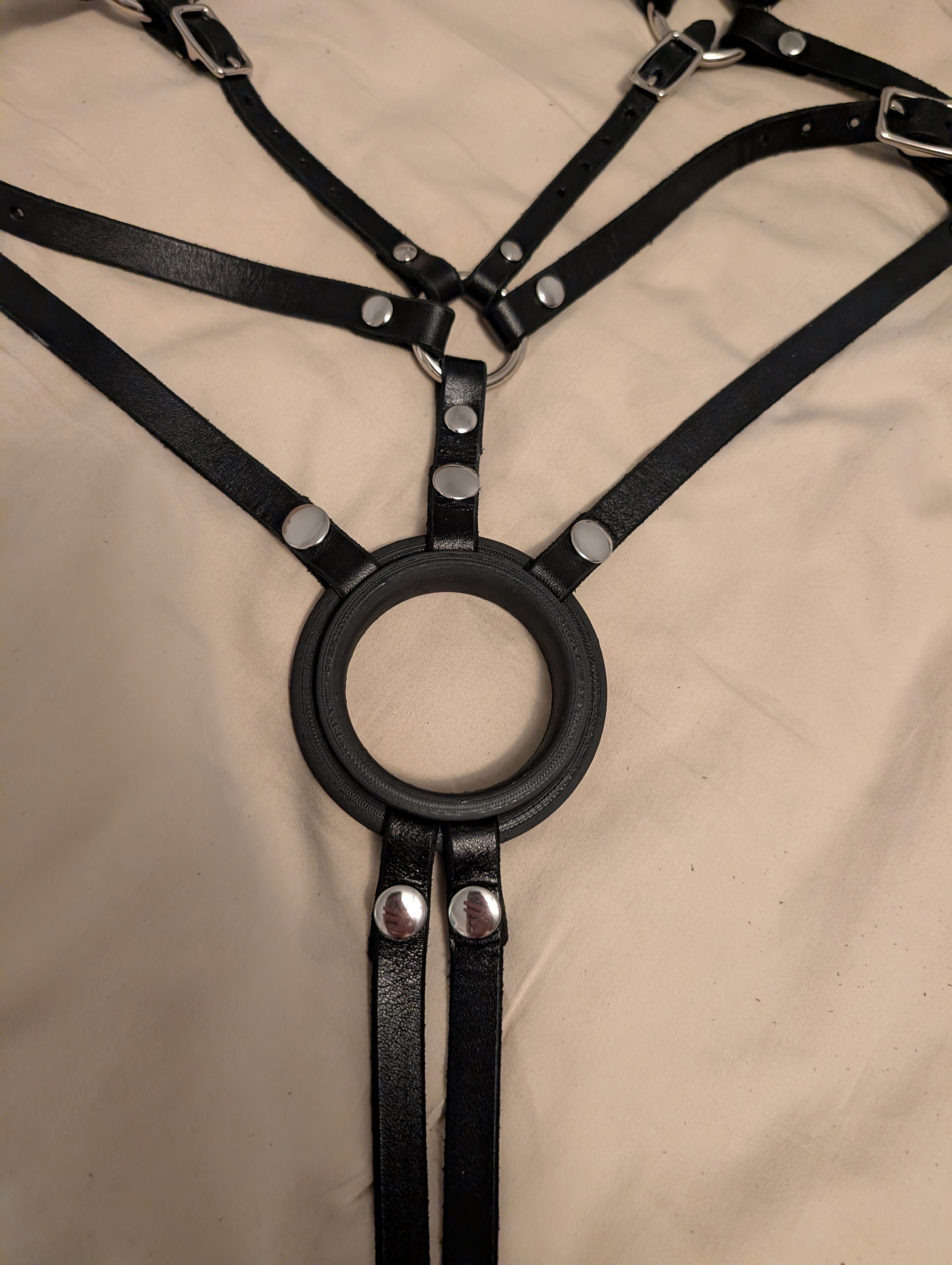 Strap-on harness cock ring