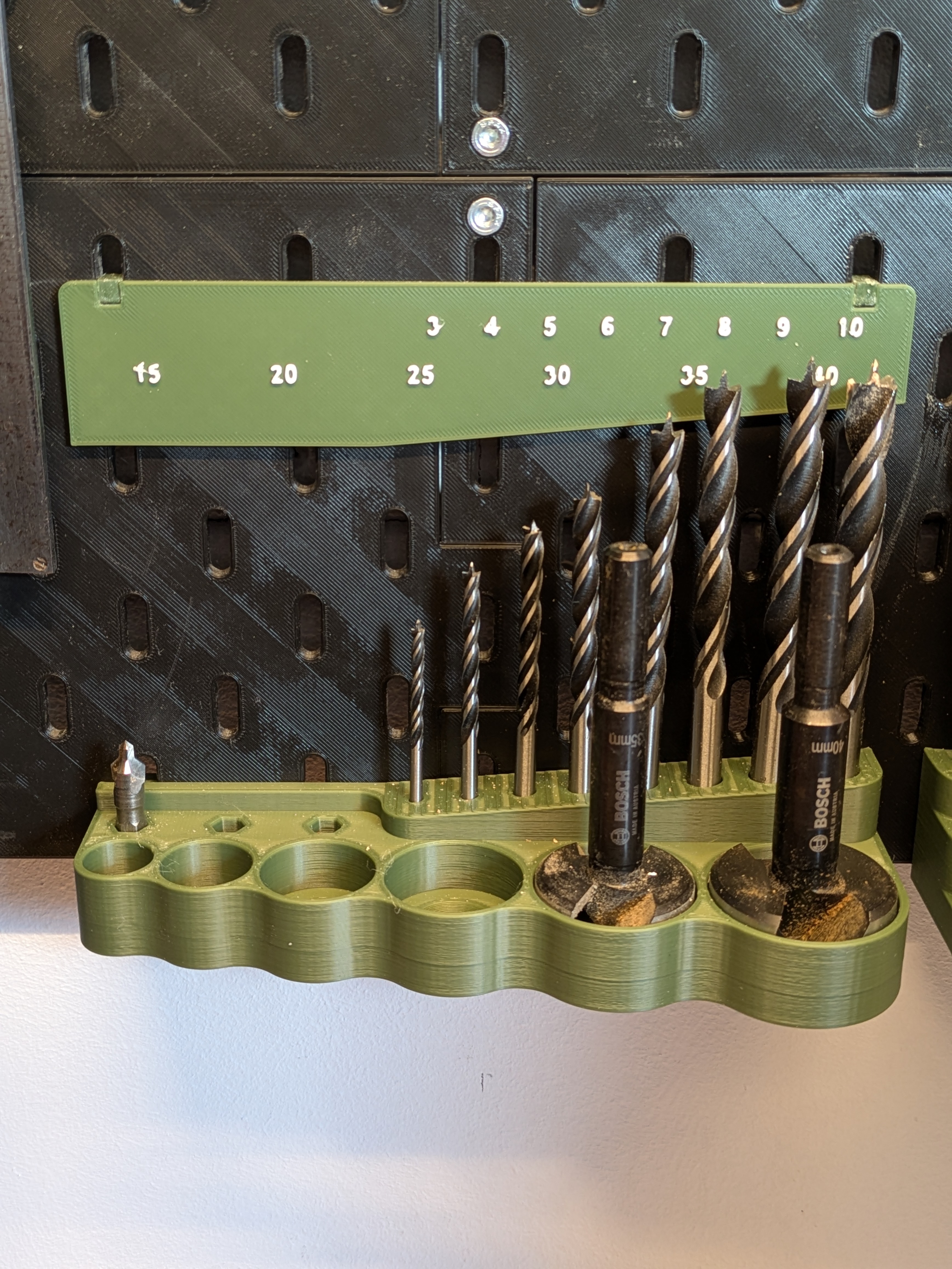 Wood drill holder for IKEA Skadis