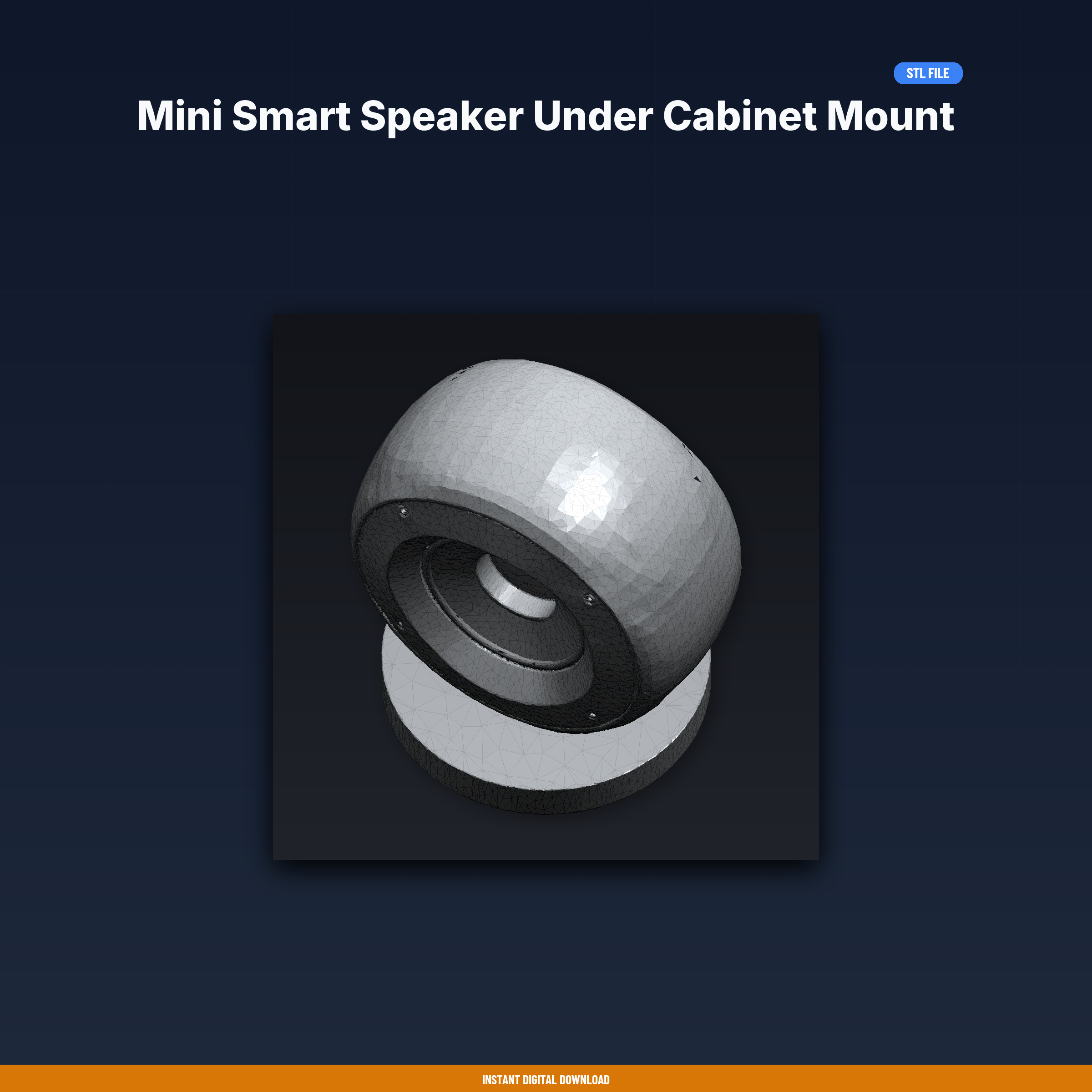Mini Smart Speaker Under Cabinet Mount - 3D Printable STL File