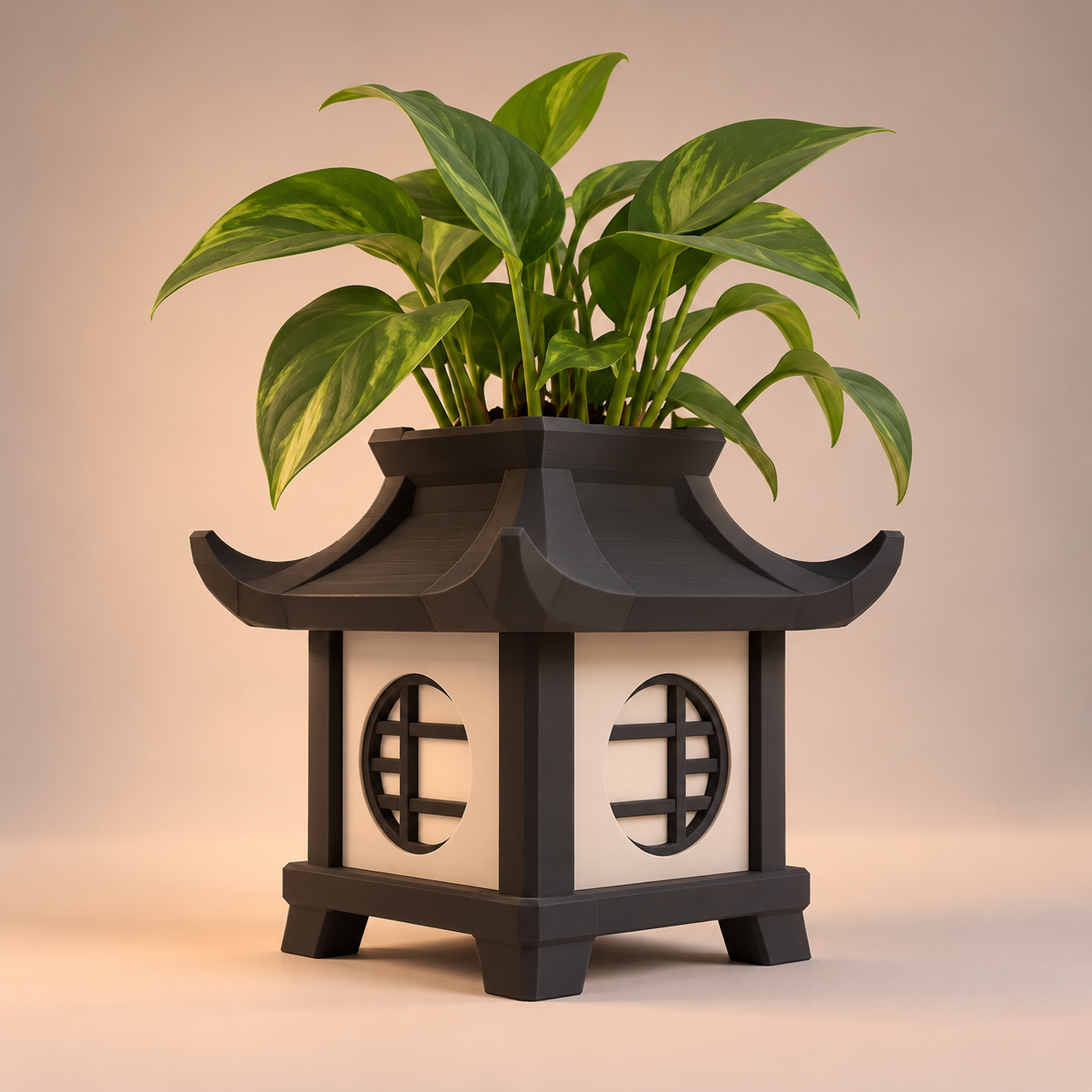 Asian Pagoda Planter – Japanese Inspired Low-Poly Plant Pot | 3D Printable