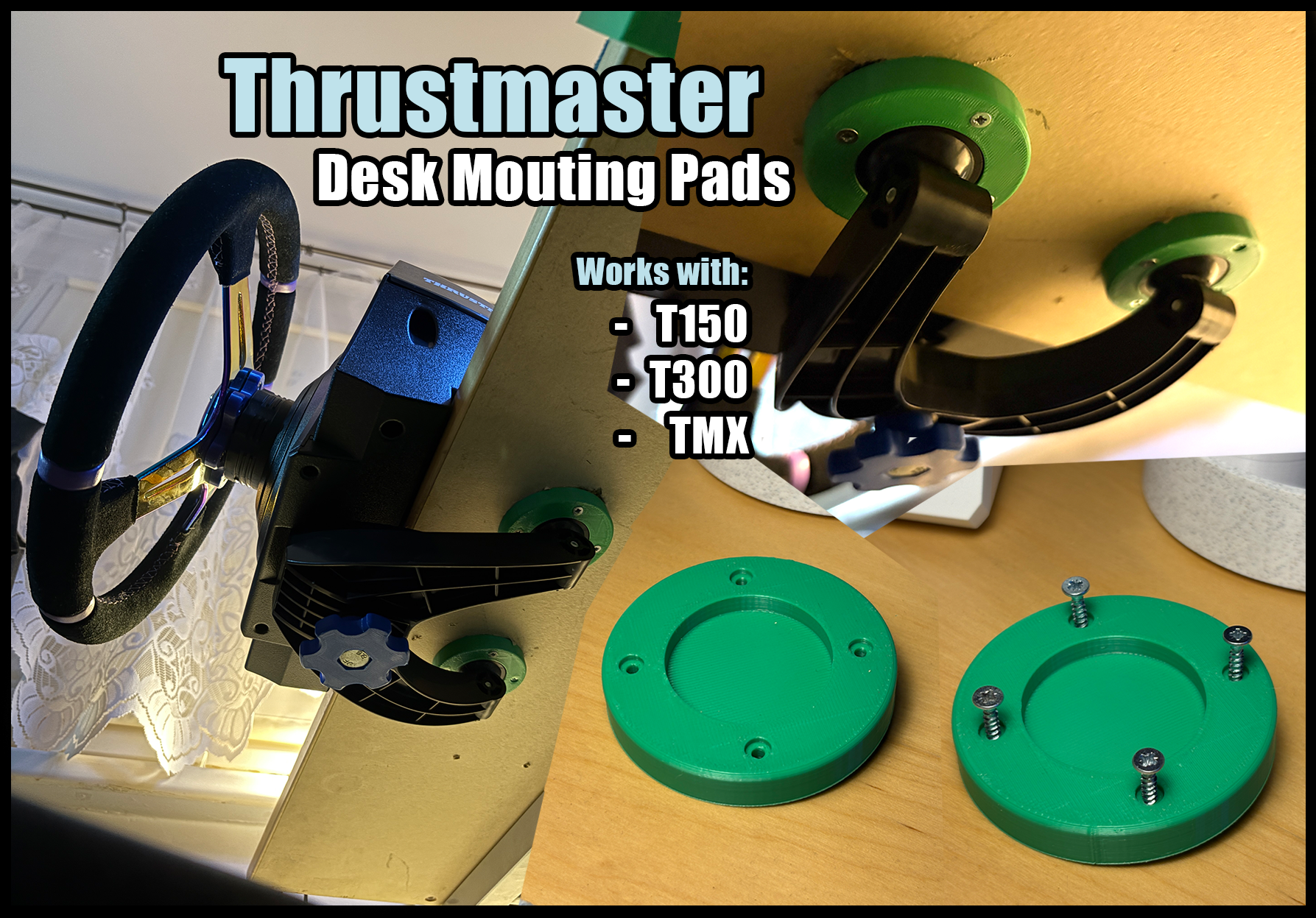 Thrustmaster T150 / T300 / TMX Desk Mouting Pads
