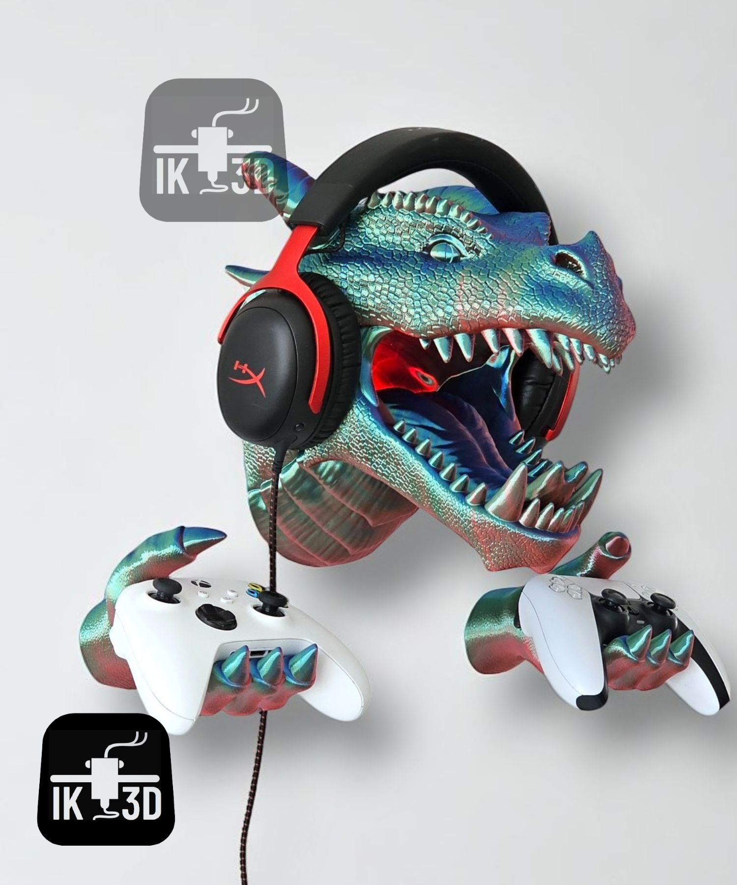 Dragon Head Wall Mounted Holder for Controllers and Headsets / Easy Print