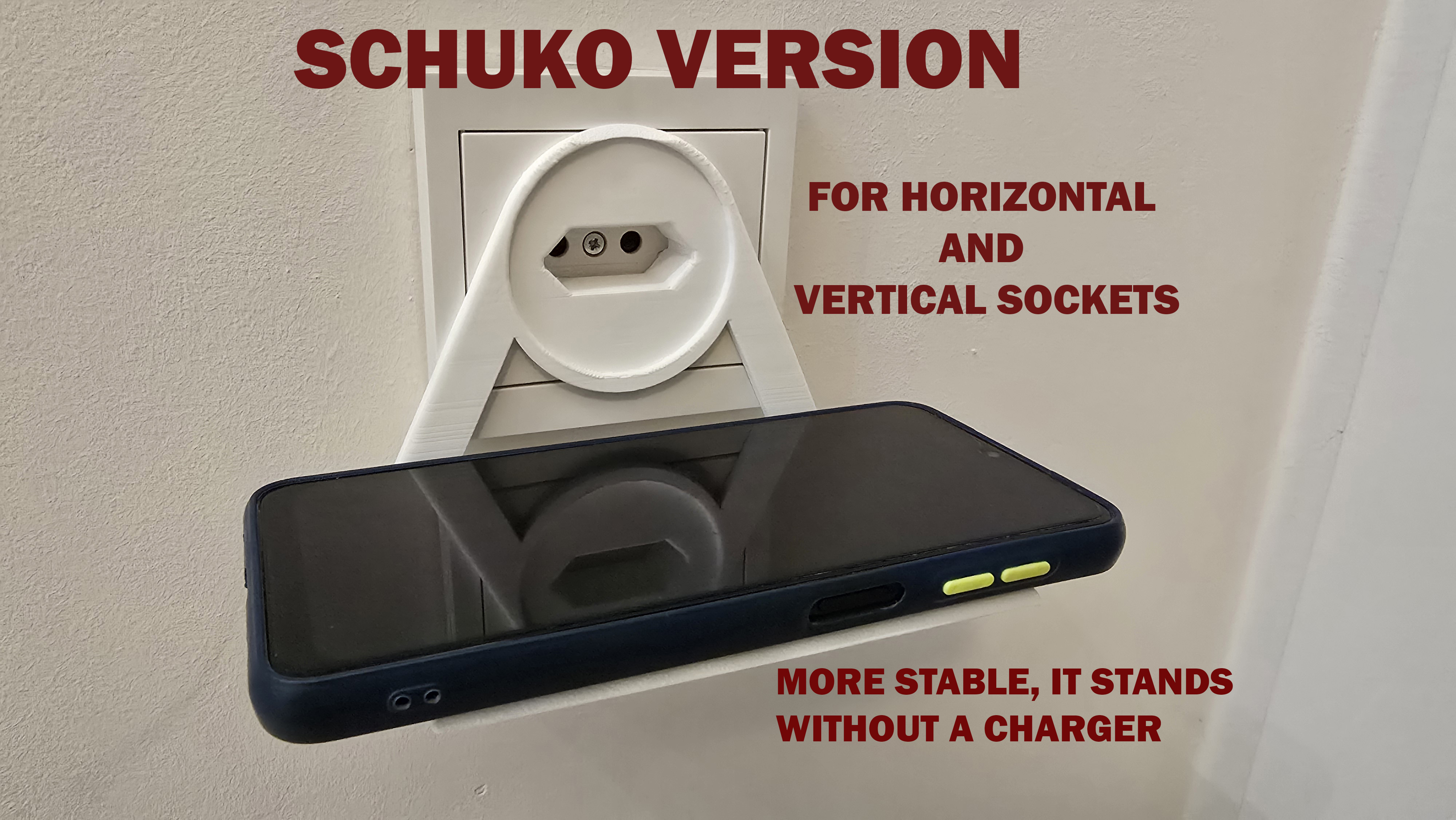 Mobile phone holder plugged into a Schuko socket (Type F) 3D model thumbnail