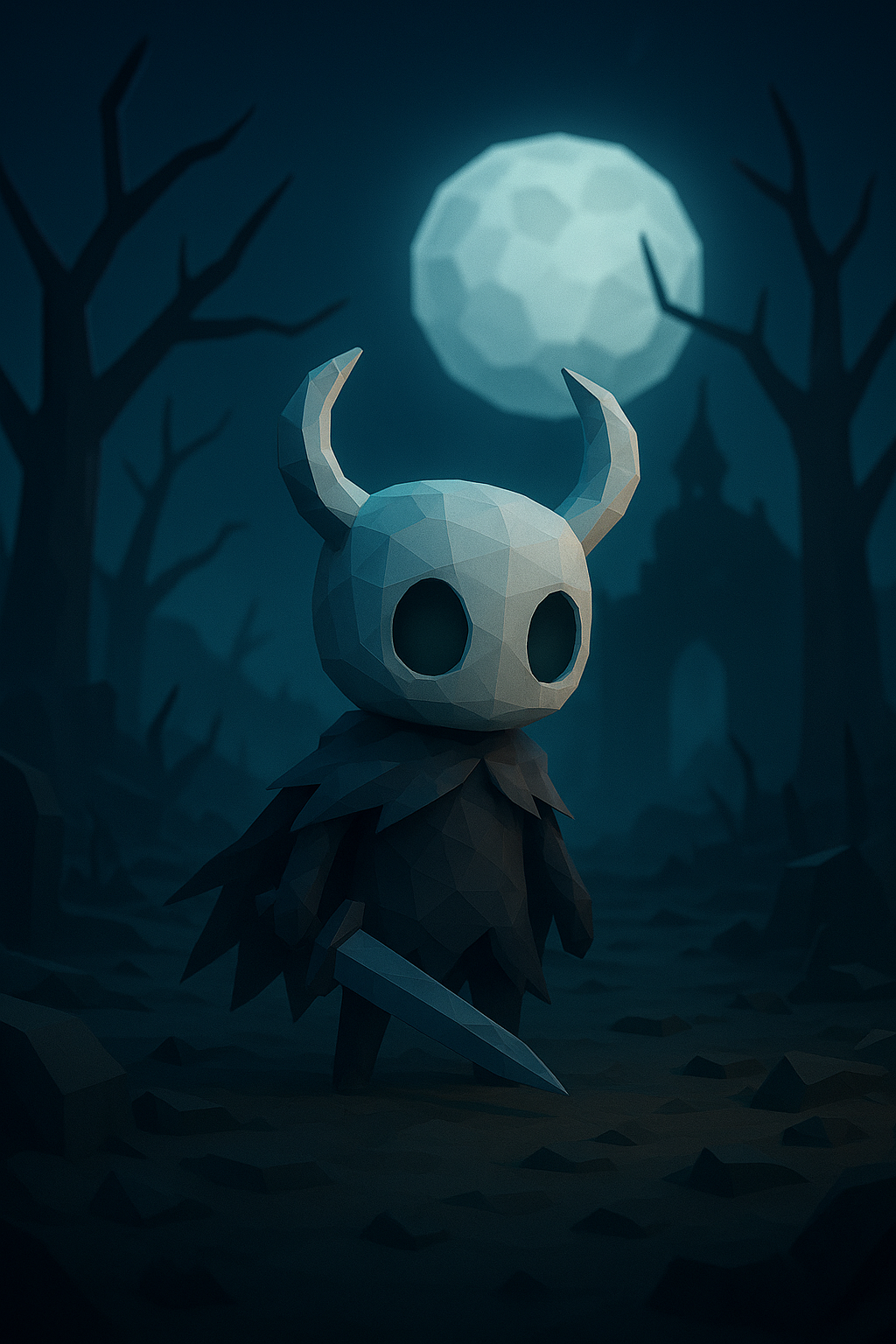 Low Poly 3D Knight Character from Hollow Knight