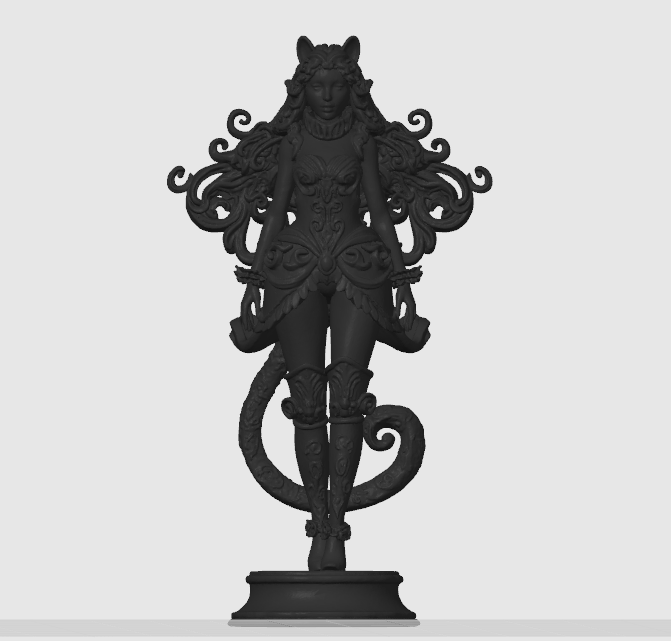 Baroque cat-girl figurine