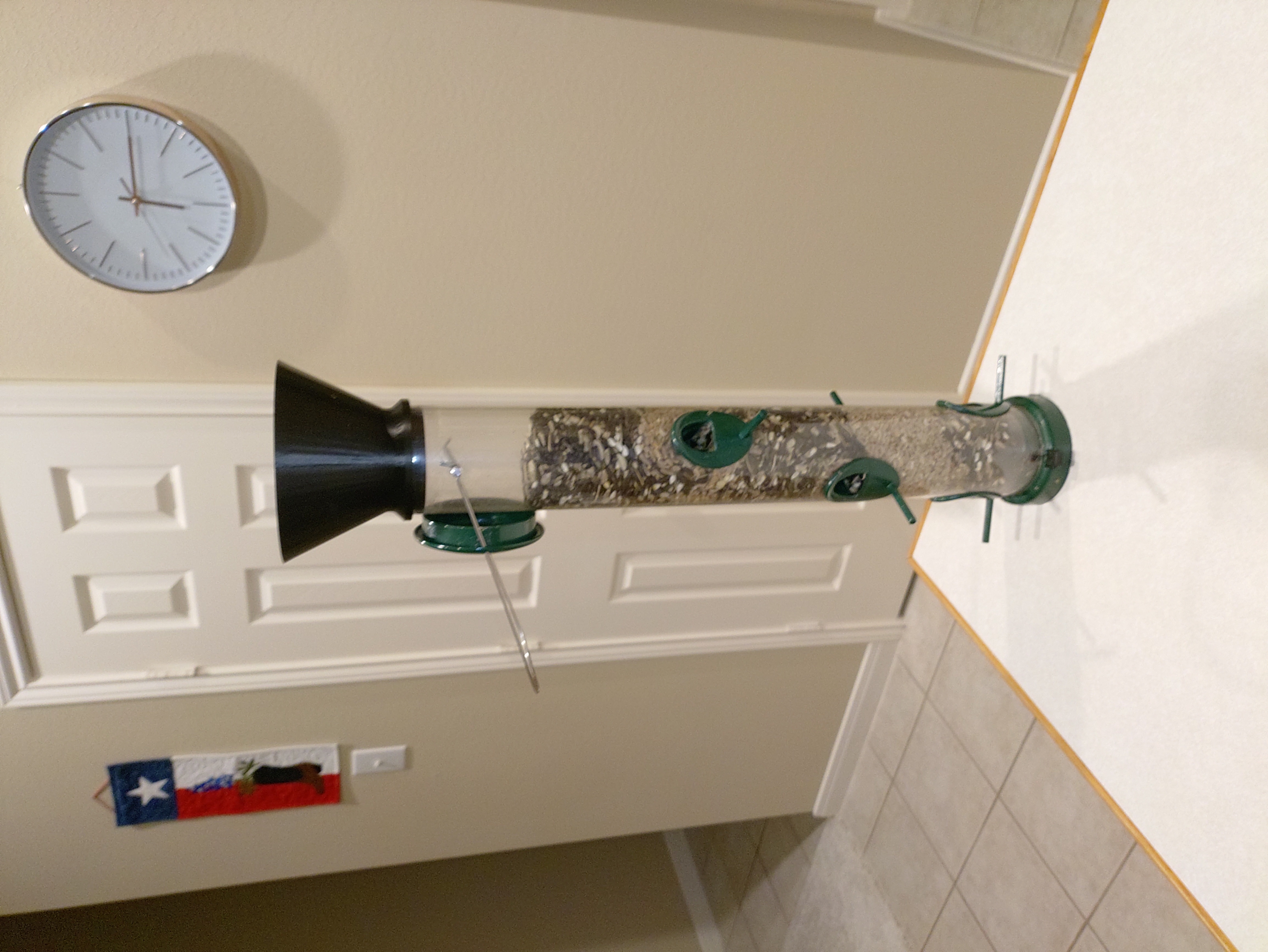 Hands-free funnel for tube bird feeder