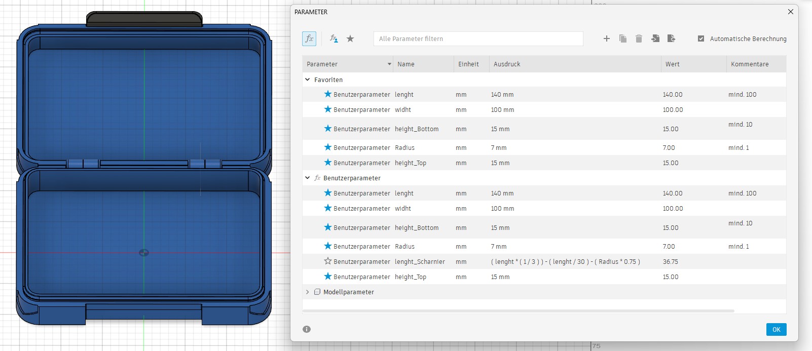 Miniatura 2 do modelo 3D Parametric (customizable) Box