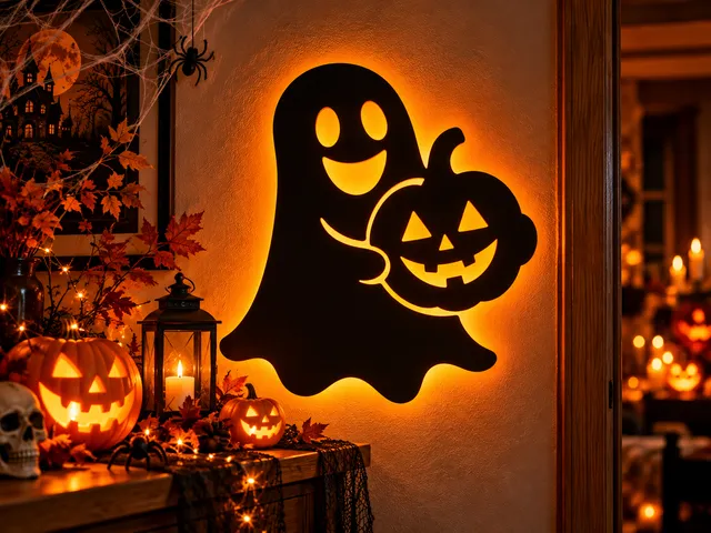 Cute Halloween Ghost & Pumpkin Wall Art – Happy Jack O’ Lantern