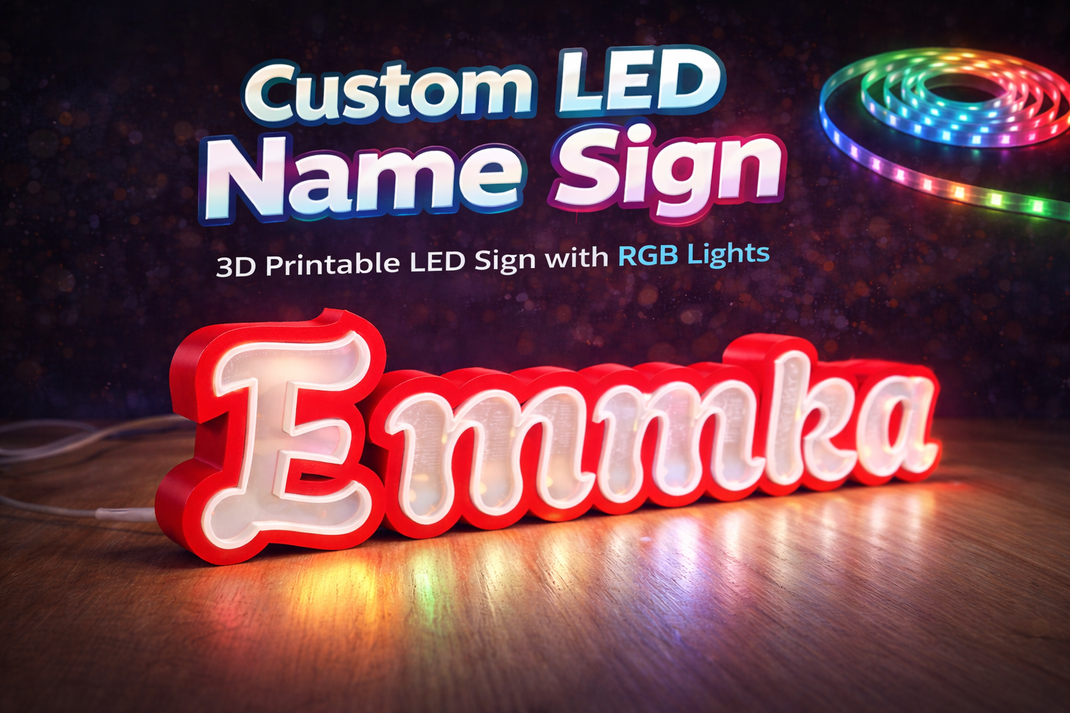 Emmka LED Name Sign (3-Plates, RGB Ready)