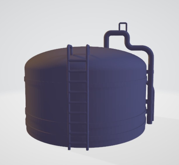 Modelo 3D de depósito cilíndrico industrial 3D model