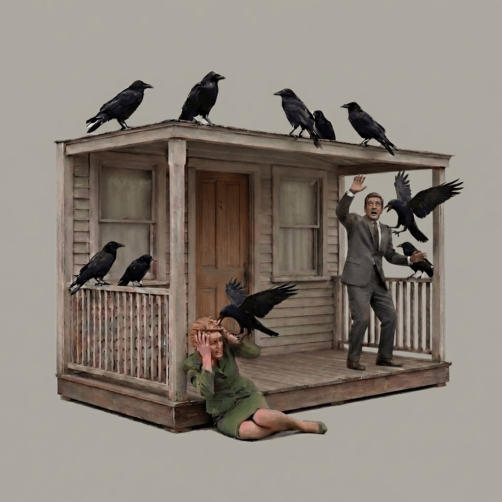 The Birds - Rod & Tipi Porch Scene - 1963 - REPAIRED