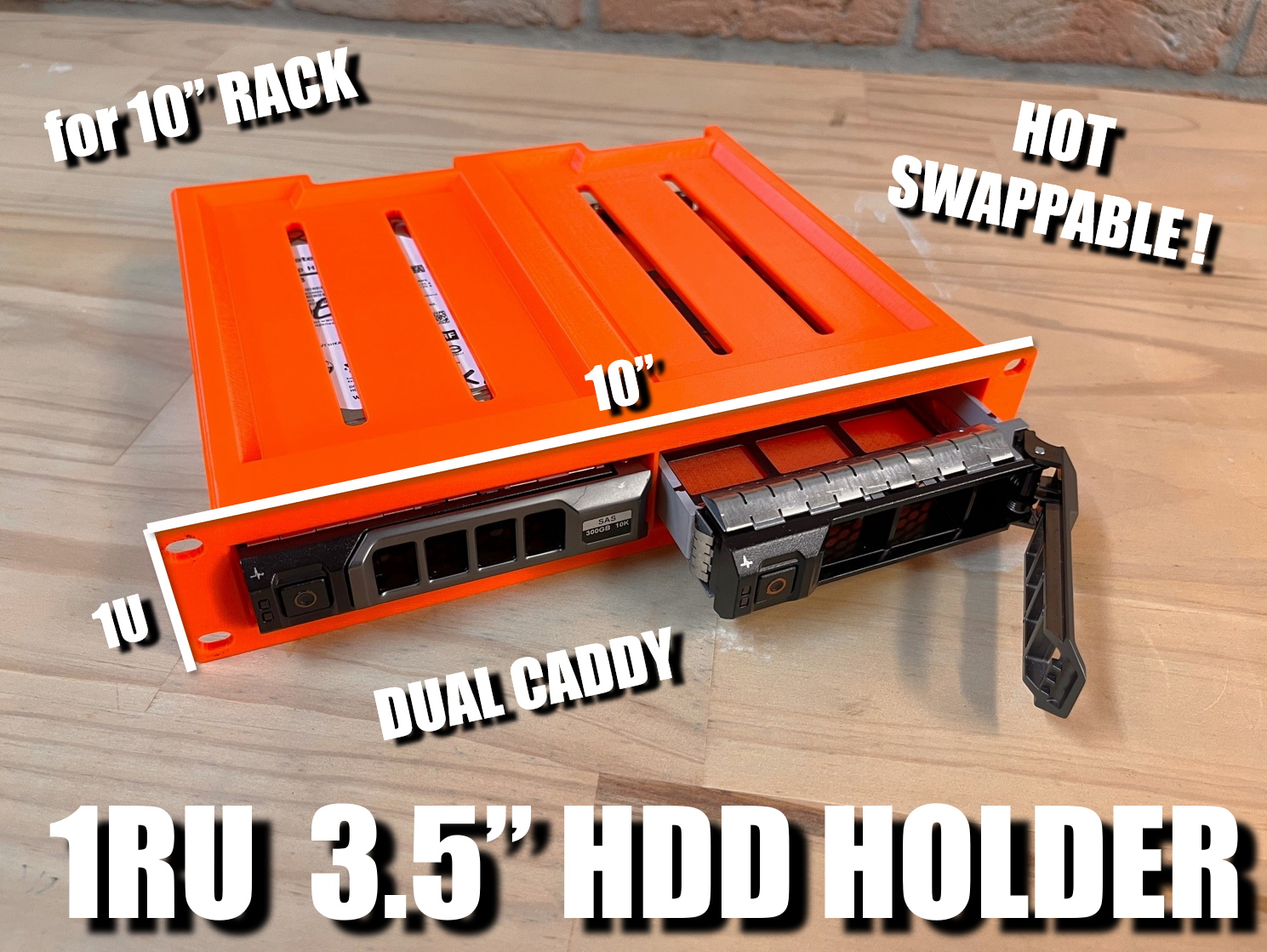 1U 10" Dual 3.5" HDD Caddy Holder