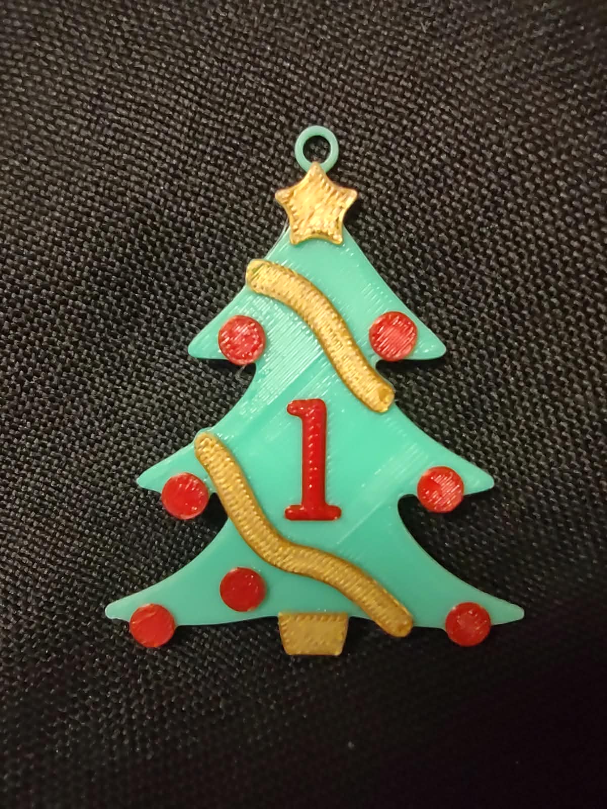 1 Number - Christmas Tree with Baubles, Tinsels and Star
