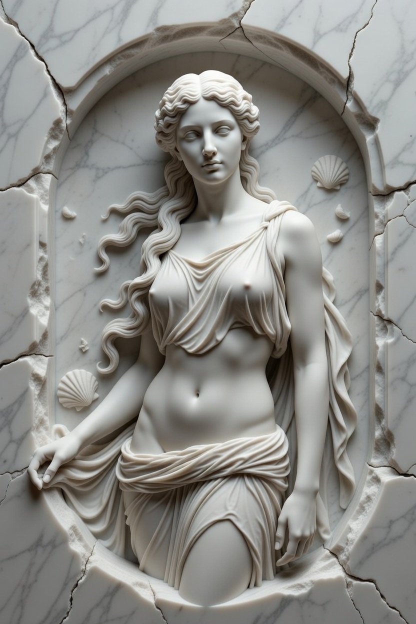 Aphrodite Greek Goddess Bas Relief Wall Sculpture – 3D Printable STL