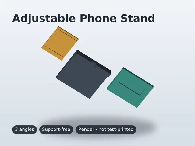 Adjustable Phone Stand - 3-Angle Desk Holder with Cable Slot, Support-Free