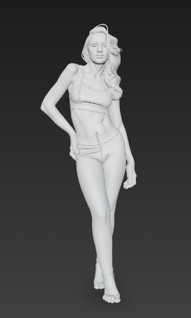 Casual Woman 3D Printable Female Figure in Jeans and Crop Top